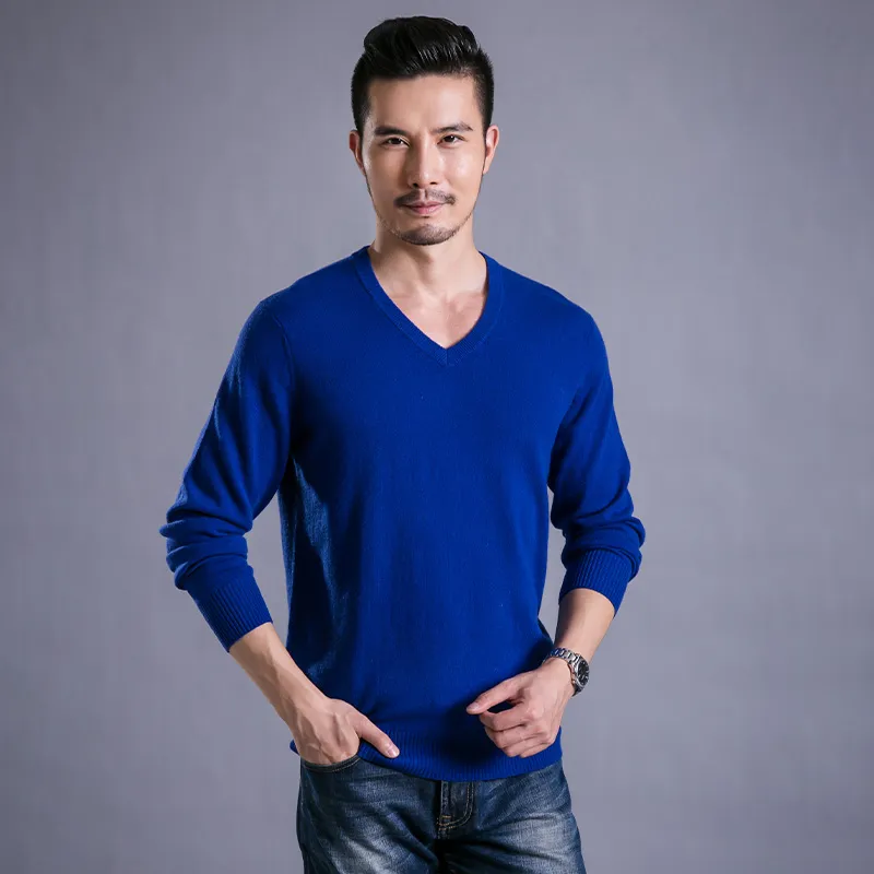 Мужской кашемировый свитер — 100% кашемир, V-образный вырез, джемпер, трикотаж, кофта 11393