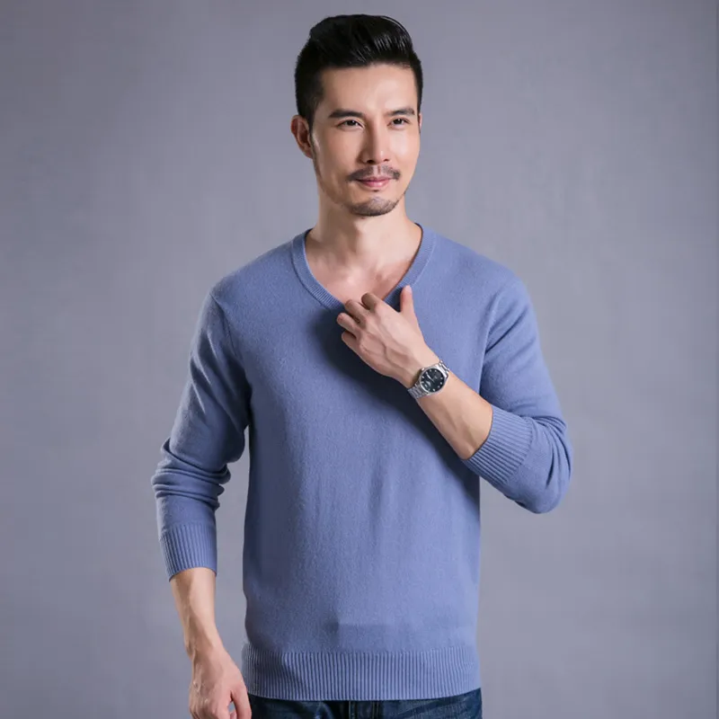 Мужской кашемировый свитер — 100% кашемир, V-образный вырез, джемпер, трикотаж, кофта 18146