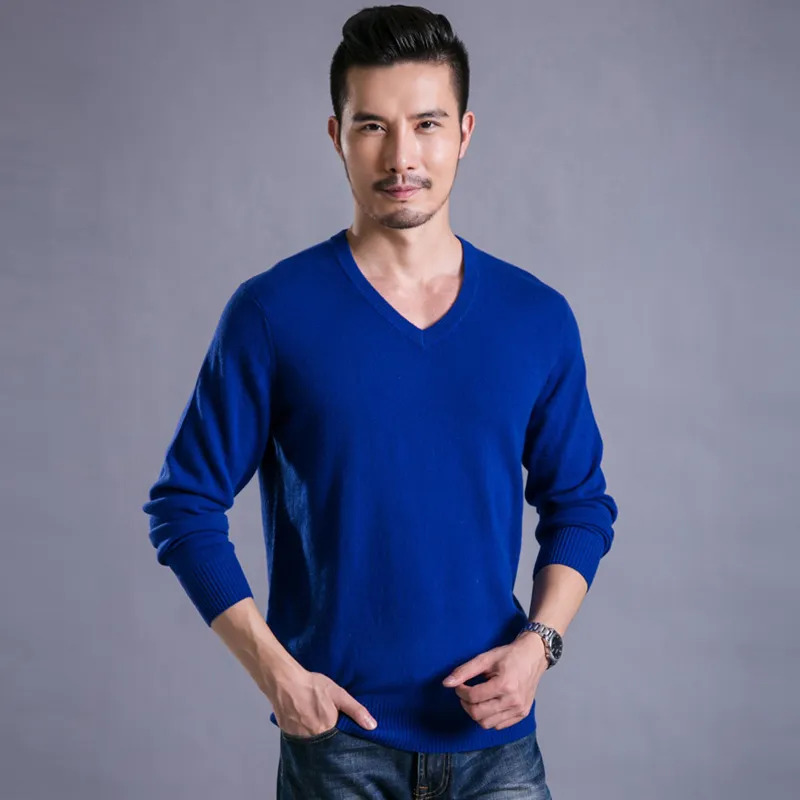 Мужской кашемировый свитер — 100% кашемир, V-образный вырез, джемпер, трикотаж, кофта 18146