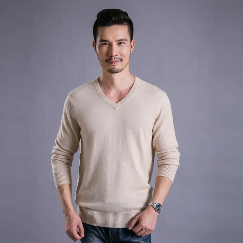 Мужской кашемировый свитер — 100% кашемир, V-образный вырез, джемпер, трикотаж, кофта 18146