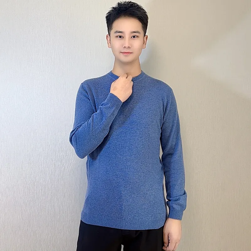 Мужской кашемировый свитер — 100% кашемир, круглый вырез, джемпер, трикотаж, кофта 18010