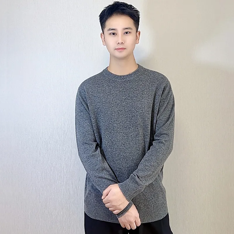 Мужской кашемировый свитер — 100% кашемир, круглый вырез, джемпер, трикотаж, кофта 18010
