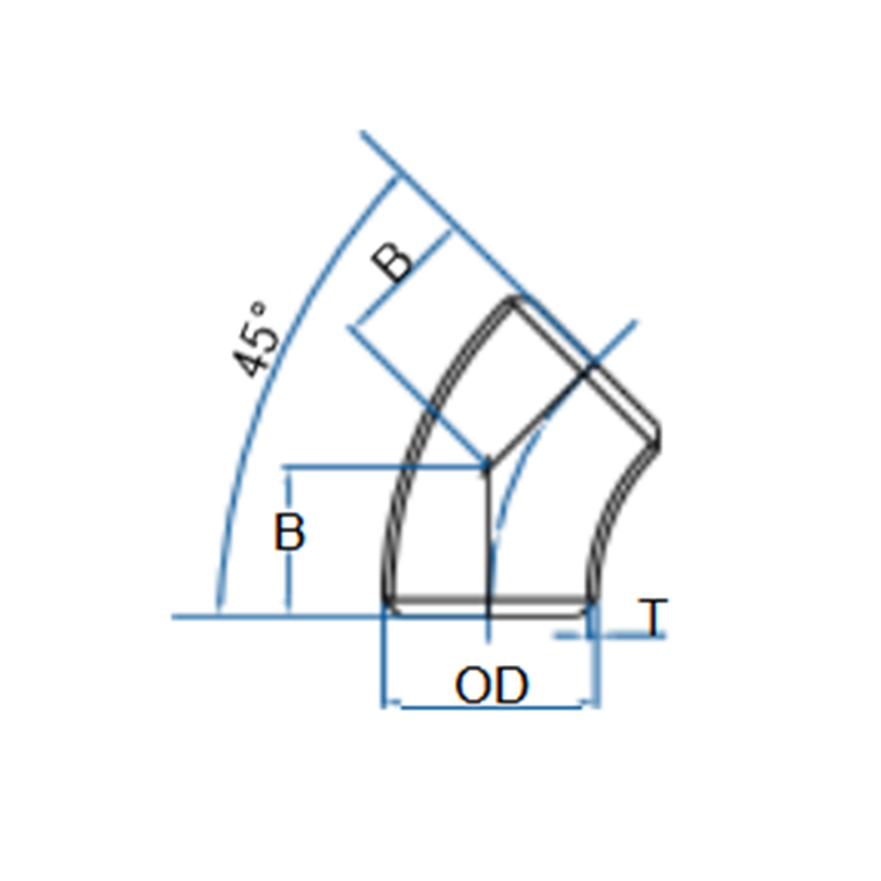 Отвод 90°  45° для ручной сварки (по американским стандартам ASME B16.9  ASTM A312)