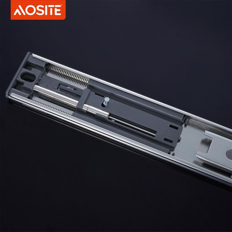 Шариковые направляющие AOSITE NB45108 трехсекционные с плавным закрыванием (конструкция с двойной пружиной)