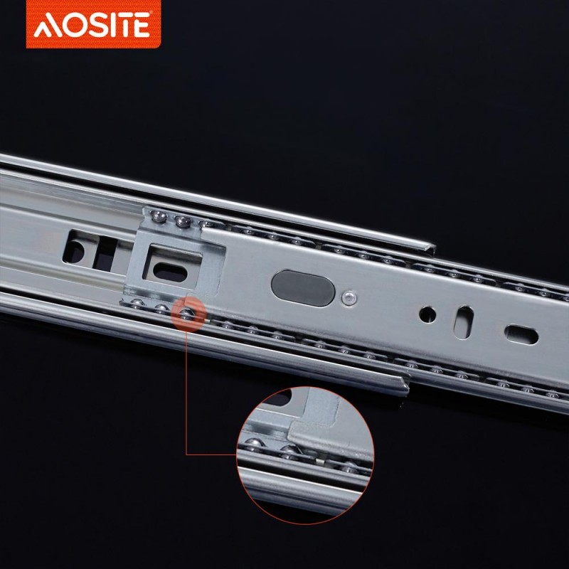 Шариковые направляющие AOSITE NB45108 трехсекционные с плавным закрыванием (конструкция с двойной пружиной)