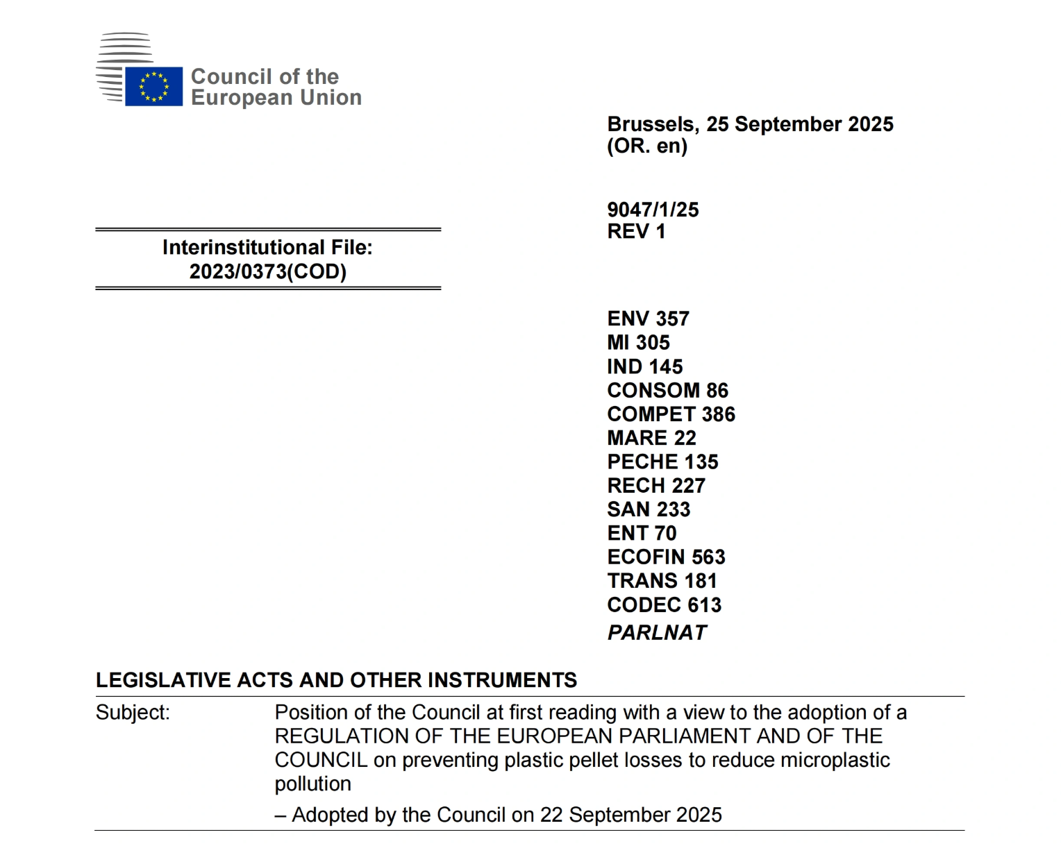 ЕС наносит решающий удар! Принят самый строгий регламент по предотвращению утечки пластиковых гранул