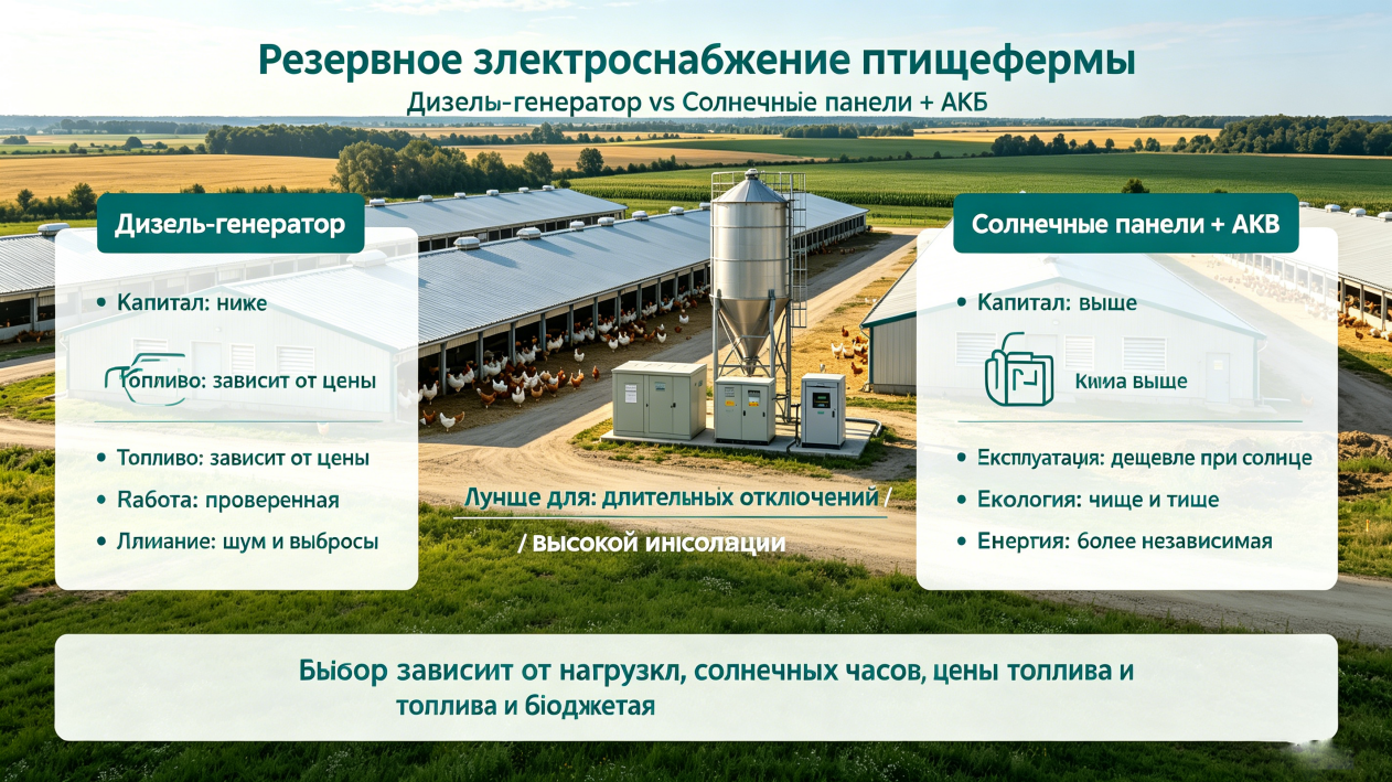 Резервные источники питания для птицефабрик