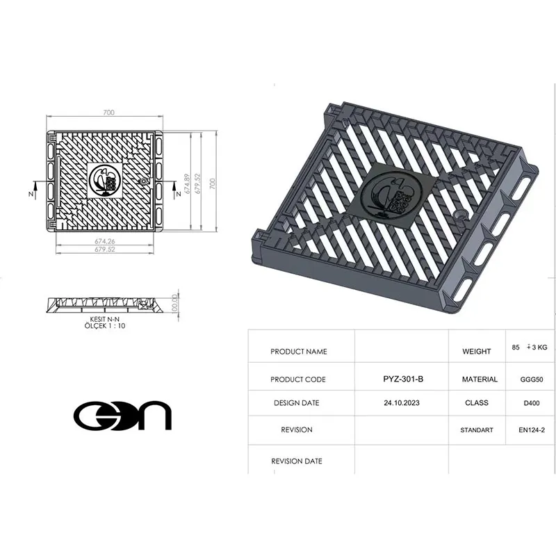 Решетка и крышка из чугуна с шаровидным графитом
