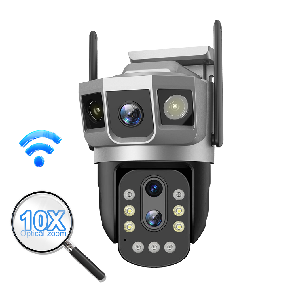 V380 4MP WiFi 10-кратный оптический зум с двумя объективами, камера безопасности PTZ с двумя объективами, беспроводная камера с батарейным питанием, IP-камера с 10-кратным оптическим зумом и WiFi