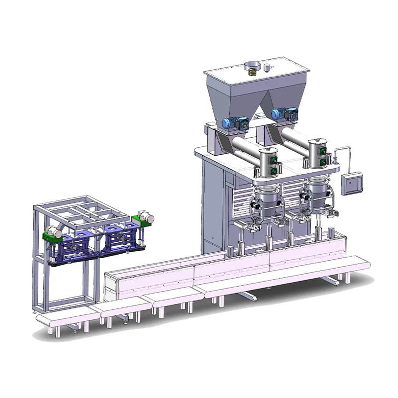Автоматическая двухстанционная мукомольная упаковочная машина с захватом мешков