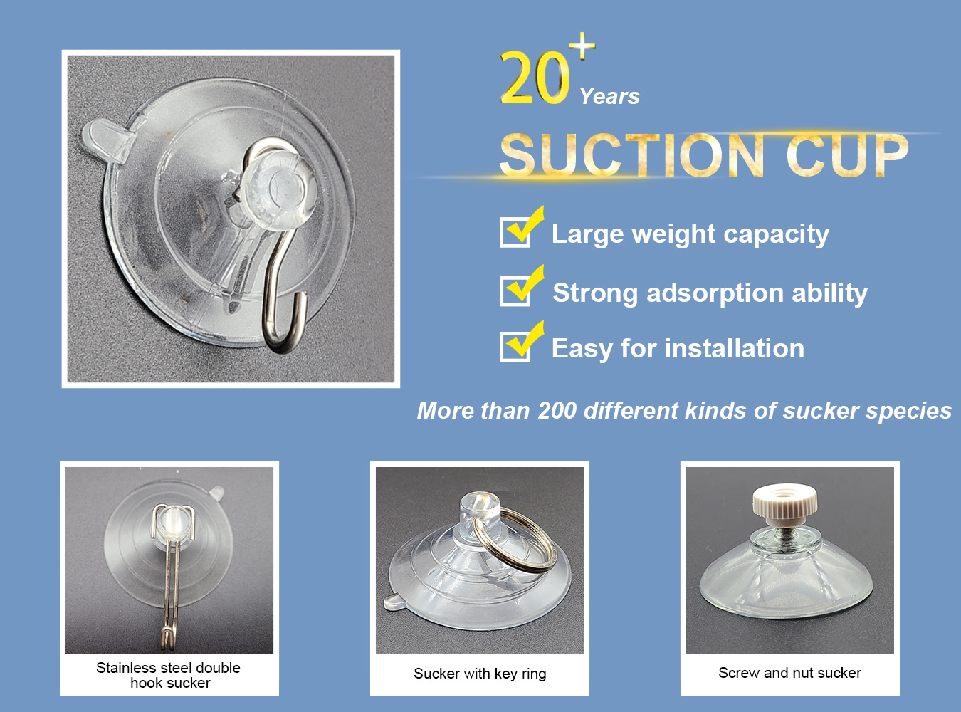 Custom Hundreds of Shapes and Sizes Vacuum Suction Cup Glass PVC Sution Cup With Hook, Nut, Screw, Loop, Plastic Ring