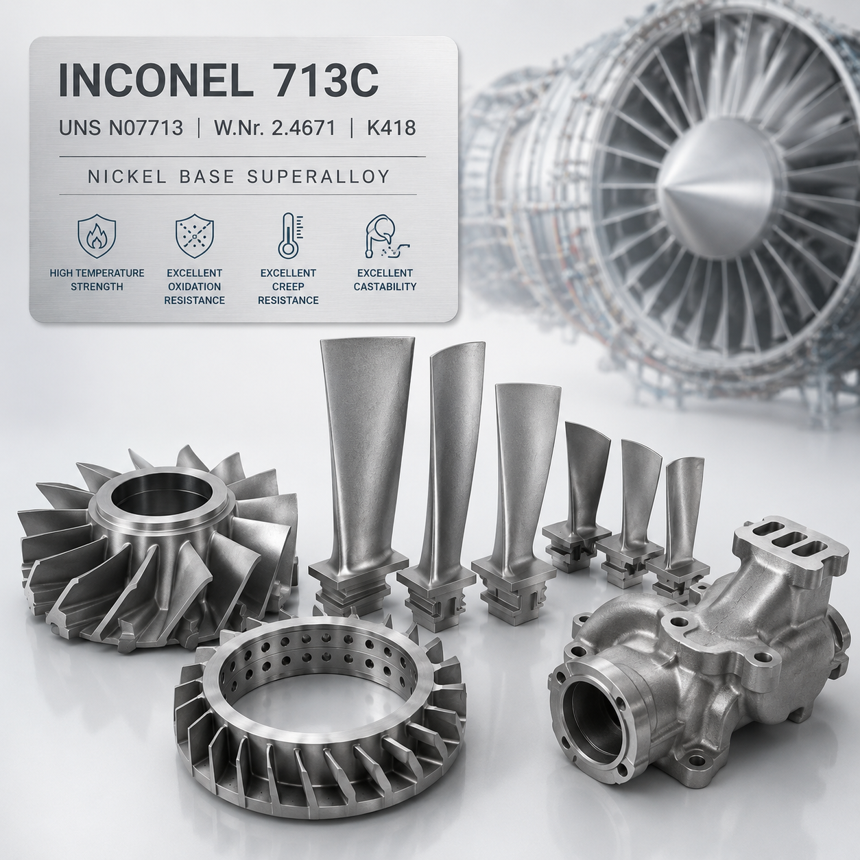 Inconel 713C (UNS N07713) – литейный жаропрочный никелевый суперсплав