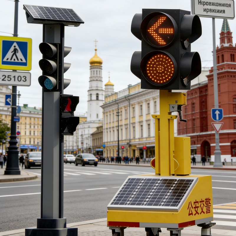 Временные светофоры на солнечных батареях