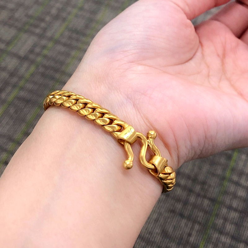 Лит Пол. 999 остава золот хлыст цепочк мужск чист золот кубинск цепочк ким браслет танк цепочк нажим босс цепочк