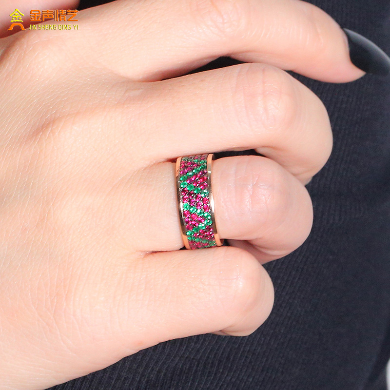 18-каратное розовое золото Цайбао смешанное кольцо