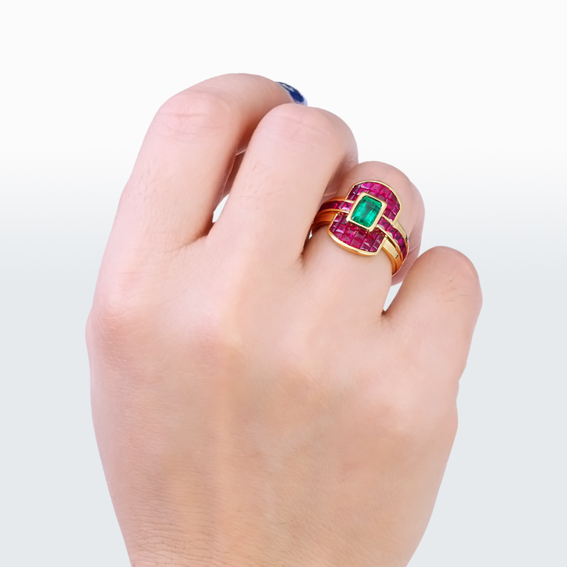 18K золото красочные драгоценные камни кольца