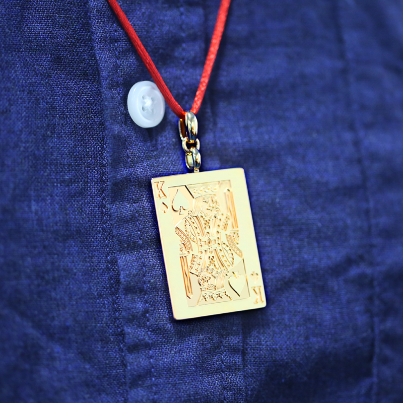 18K золото ретро тренд прямоугольный покер кулон