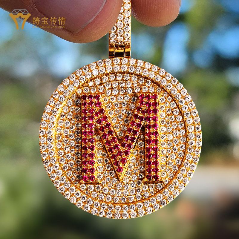 22 каратное золото Caibao круглый бренд кулон