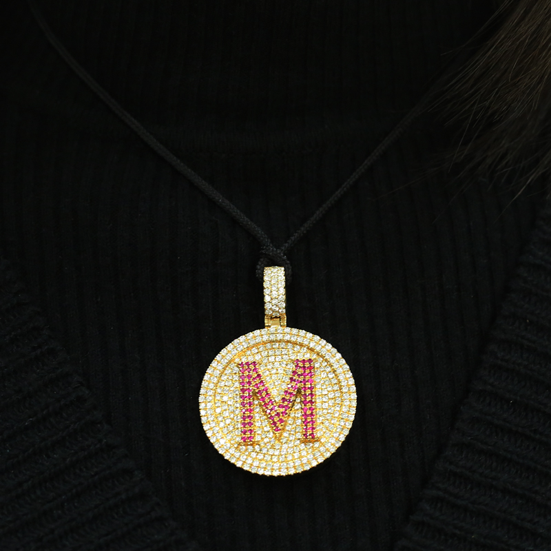 22 каратное золото Caibao круглый бренд кулон