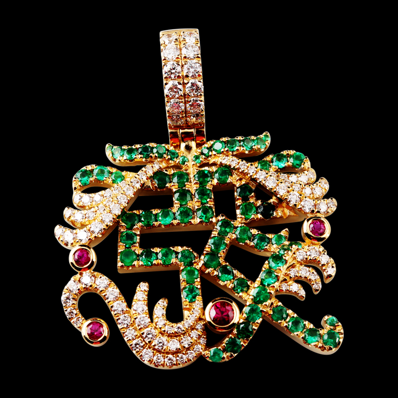 22 каратное золото Caibao круглый бренд кулон