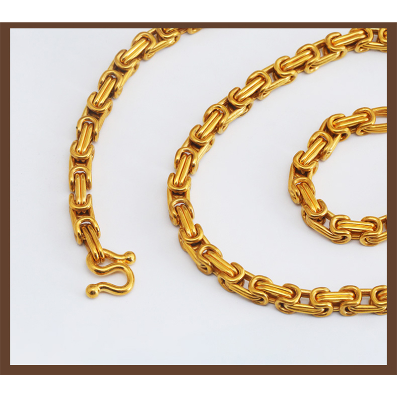 999 полное золото круглое кольцо пряжка императорская цепь