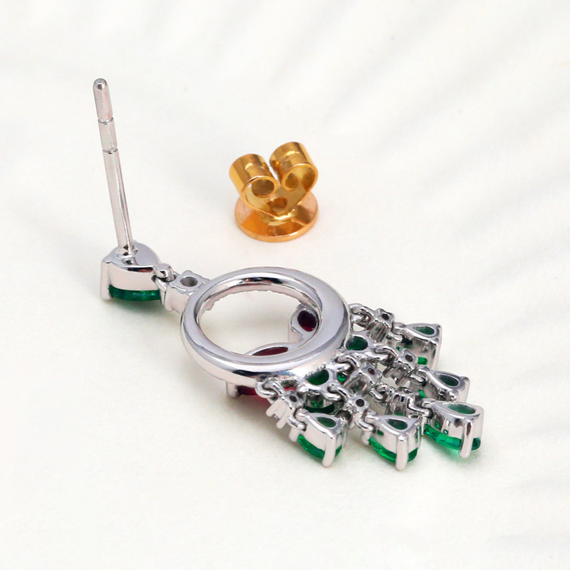 PT950 платиновые красные изумрудные серьги