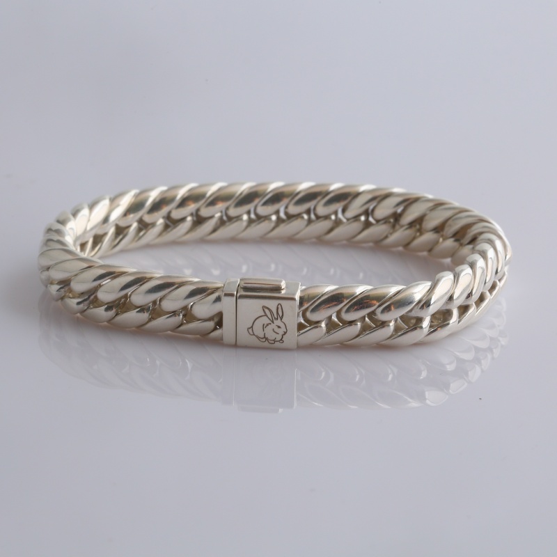 Серебряный браслет “Двойная плеть + Танковая цепь 2”