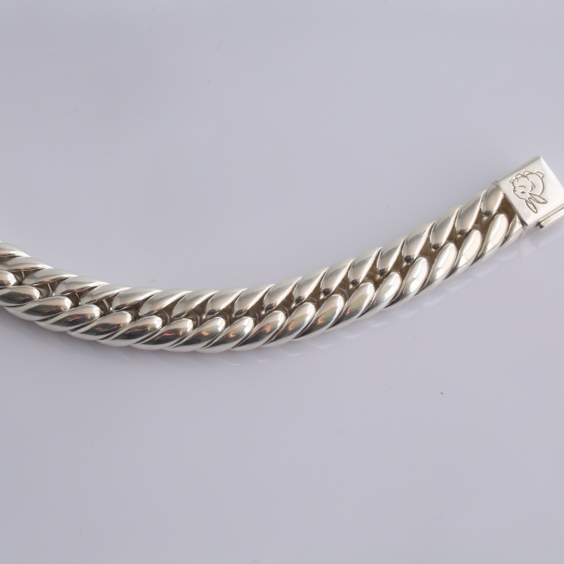 Серебряный браслет “Двойная плеть + Танковая цепь 2”