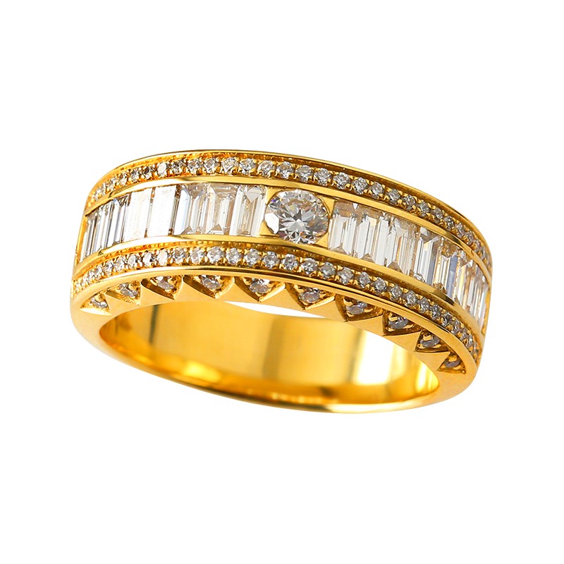 Золотое кольцо в форме полного круга, инкрустированное бриллиантами