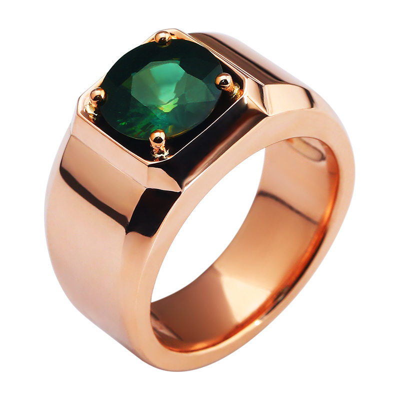 Кольцо с изумрудом из розового золота 18K