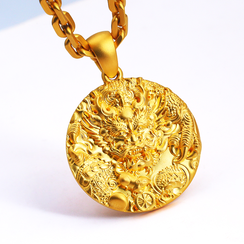 Король властного рельефного дракона рельефного золотого кулона
