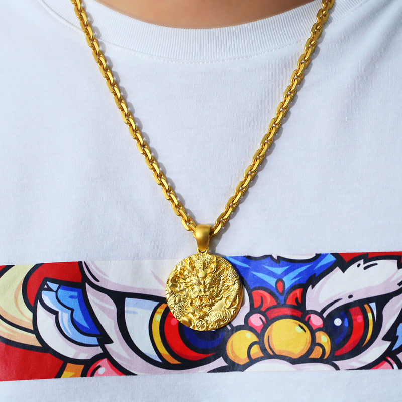 Король властного рельефного дракона рельефного золотого кулона