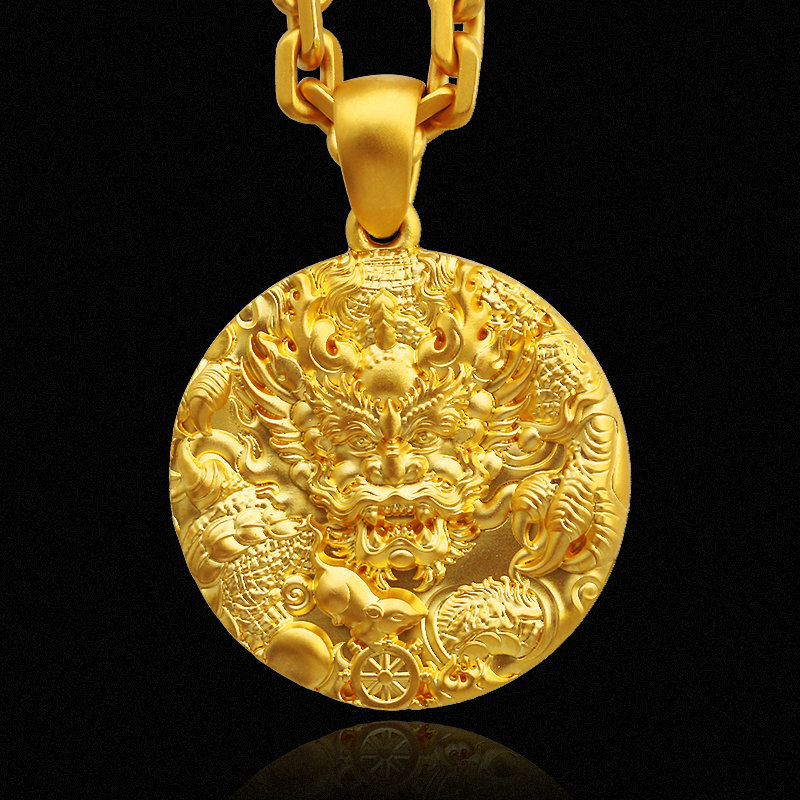 Король властного рельефного дракона рельефного золотого кулона
