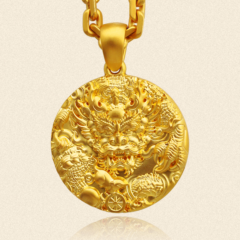 Король властного рельефного дракона рельефного золотого кулона