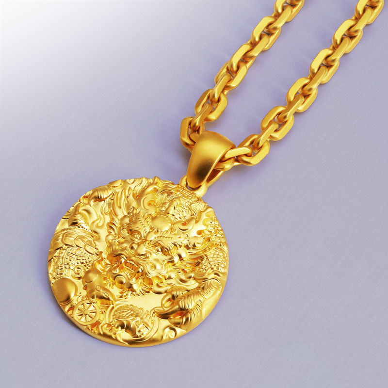 Король властного рельефного дракона рельефного золотого кулона