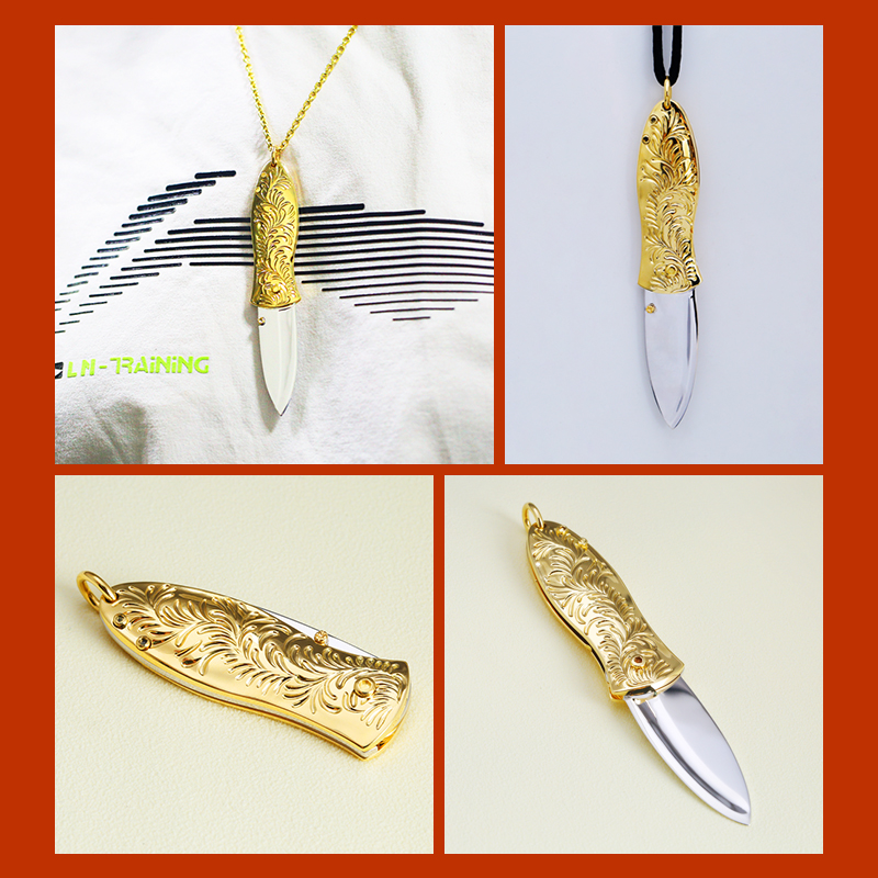 Кулон с перемещенным ножом с рисунком Tang Cao