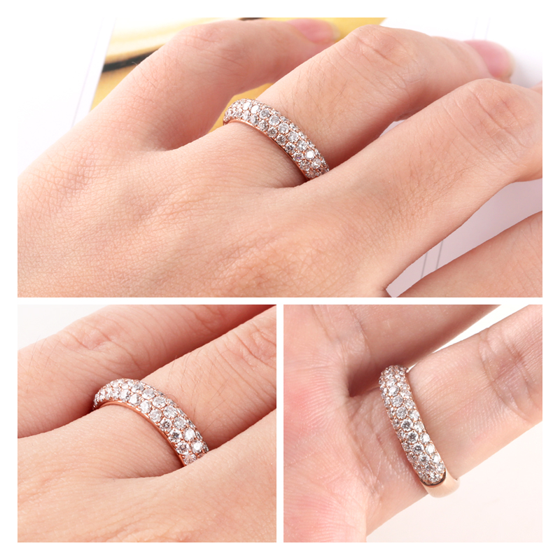 Полуинкрустированные три ряда полных бриллиантовых кольцев