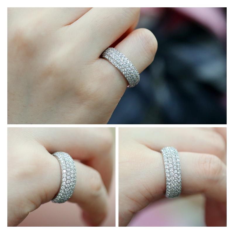 Полуинкрустированные три ряда полных бриллиантовых кольцев