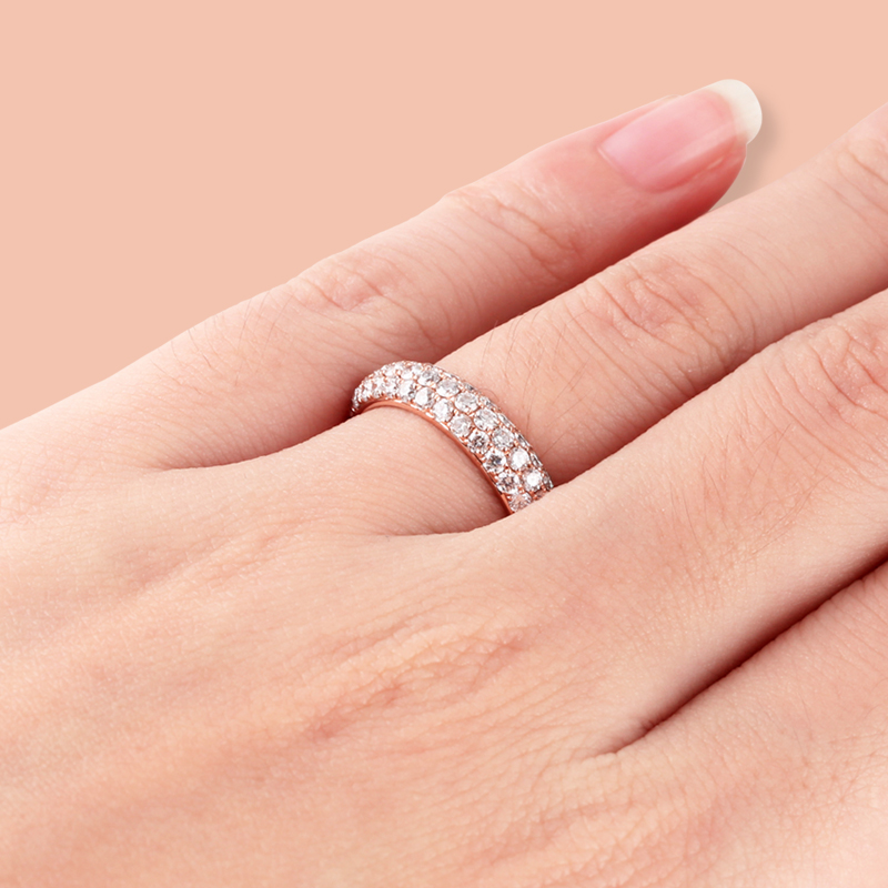 Полуинкрустированные три ряда полных бриллиантовых кольцев