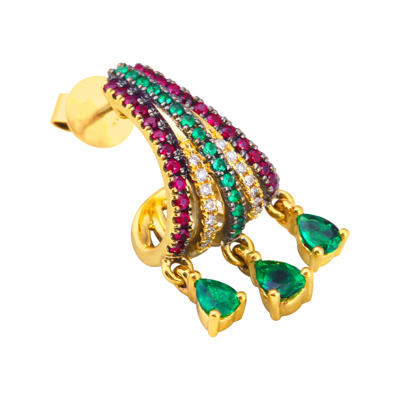 Цветные сокровища креветки серьги · 18K золото двойной цвет умные серьги