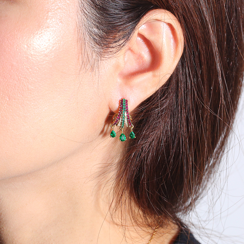 Цветные сокровища креветки серьги · 18K золото двойной цвет умные серьги