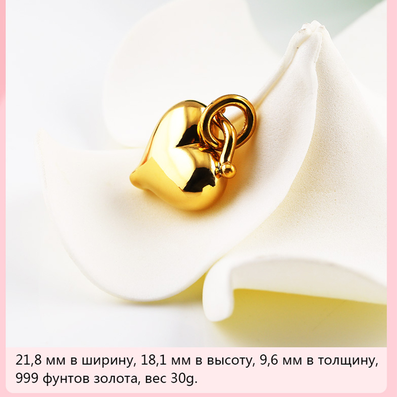 Чистое золото 999 кулон в форме сердца