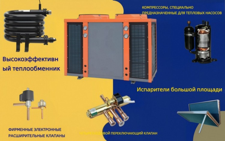 Высокотемпературный тепловой насос OEMODM 12,7 кВт, 80°C, R134a 91 (9)
