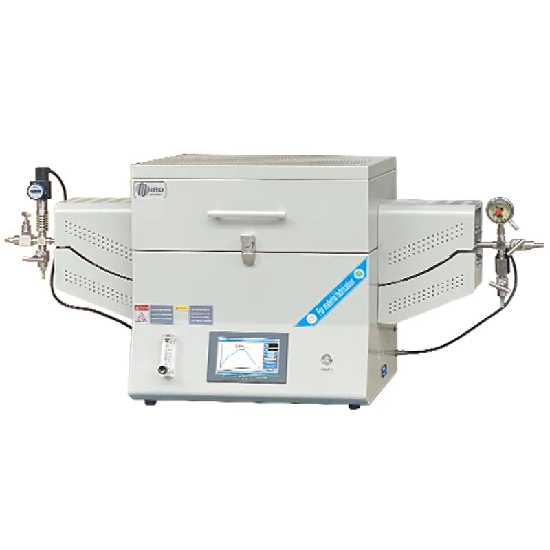 Двухзонная трубчатая печь NBD-HP1200 для высокотемпературной и высоконапорной обработки: безопасное решение для термообработки под высоким давлением с тройной защитой