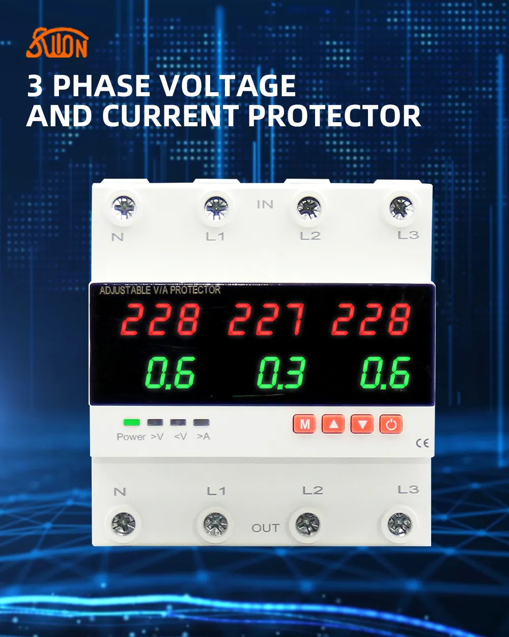 Реле защиты напряжения и тока (3-фазное)