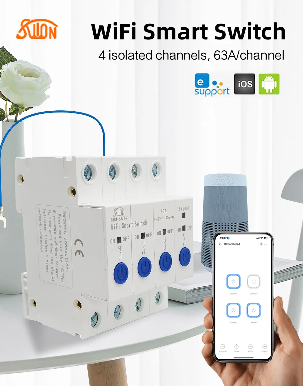 Четырехканальный выключатель STC1-63/4W Ewelink