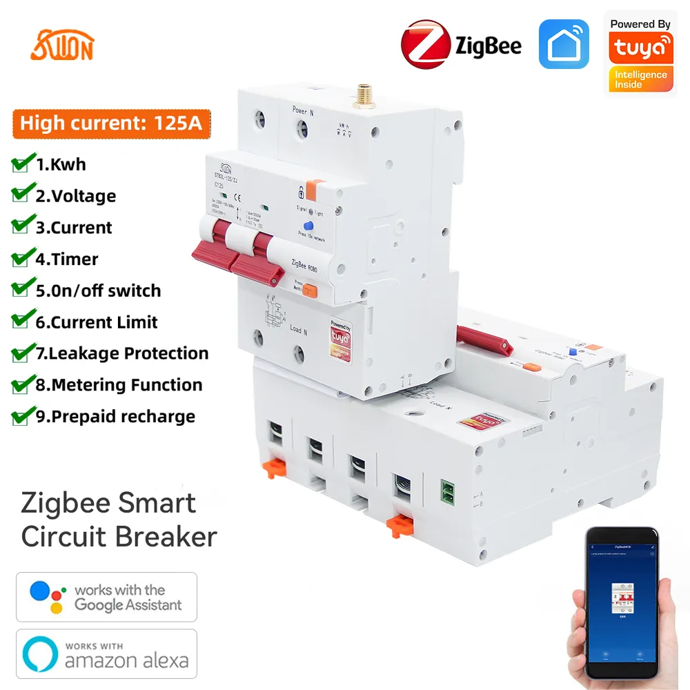 STB3L-125-ZJ Tuya Zigbee с УЗО и функцией учета