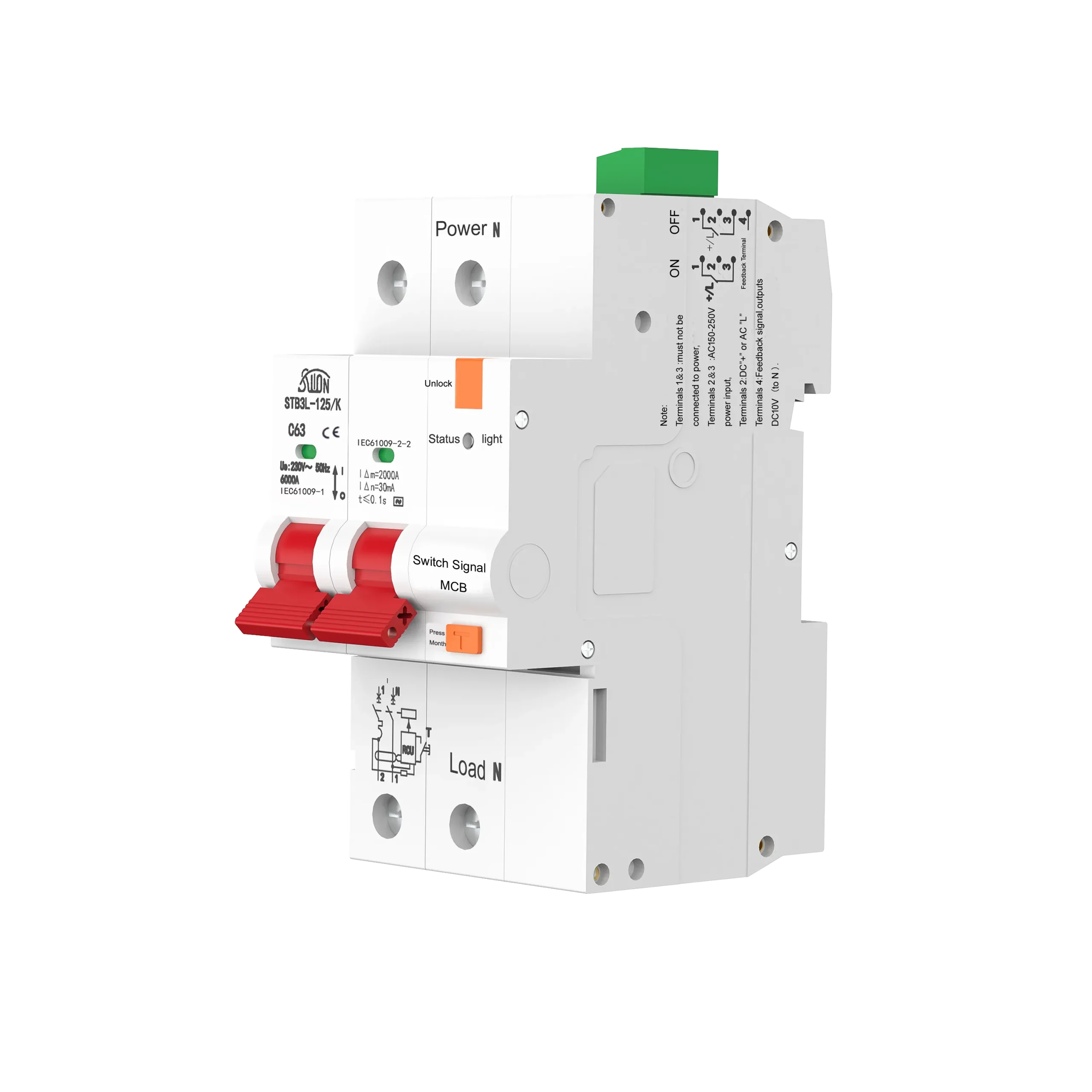STB3L-125-K средняя версия с проводным управлением и УЗО