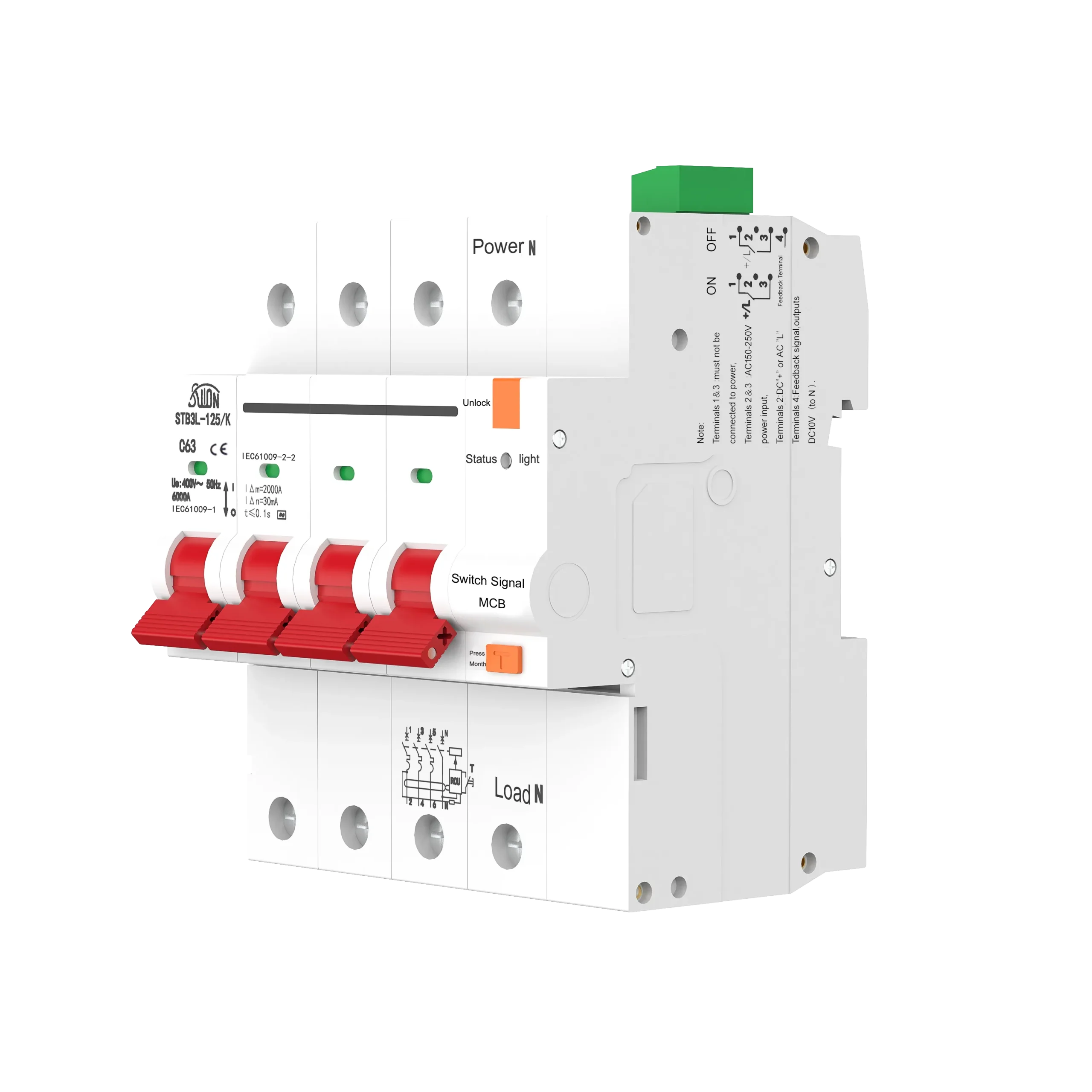 STB3L-125-K средняя версия с проводным управлением и УЗО