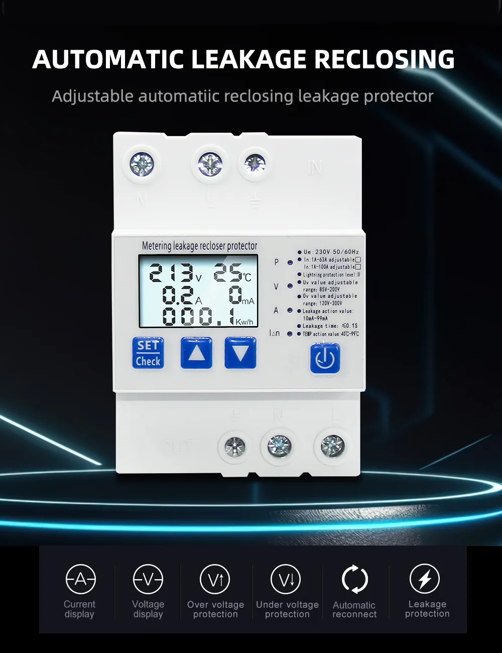 Устройство защиты с УЗО АПВ и функцией учета